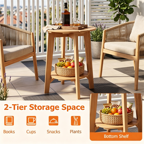 2-Tier Wood Patio Side Table